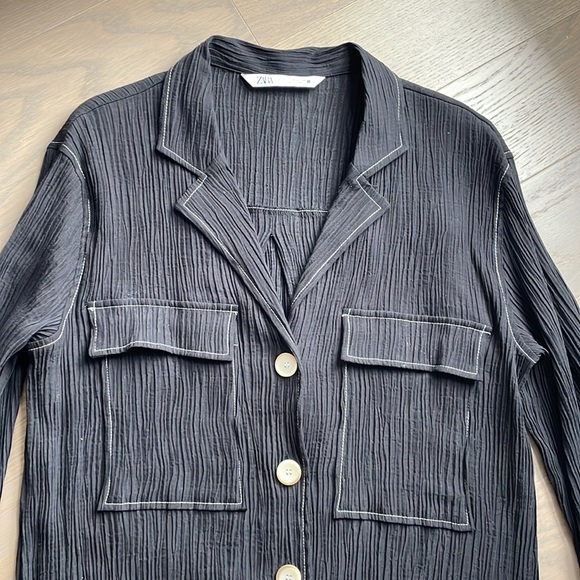 Zara topstitched blouse black - Picture 8 of 11